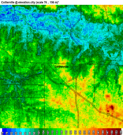 Zoom OUT 2x Collierville, United States elevation map