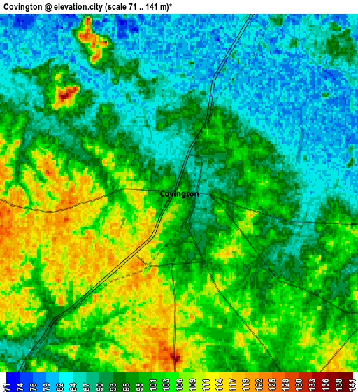 Zoom OUT 2x Covington, United States elevation map