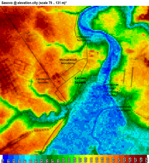 Zoom OUT 2x Sasovo, Russia elevation map