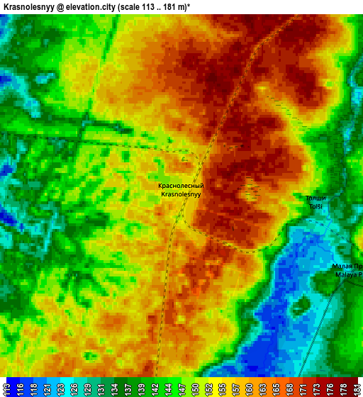 Zoom OUT 2x Krasnolesnyy, Russia elevation map