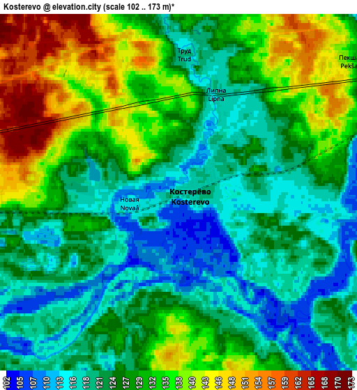 Zoom OUT 2x Kosterevo, Russia elevation map