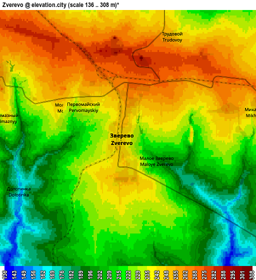 Zoom OUT 2x Zverevo, Russia elevation map