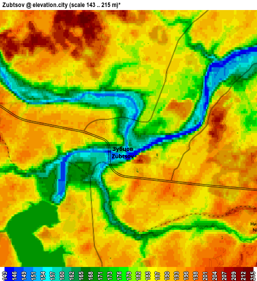 Zoom OUT 2x Zubtsov, Russia elevation map