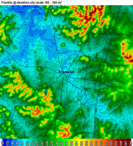 Zoom OUT 2x Franklin, United States elevation map