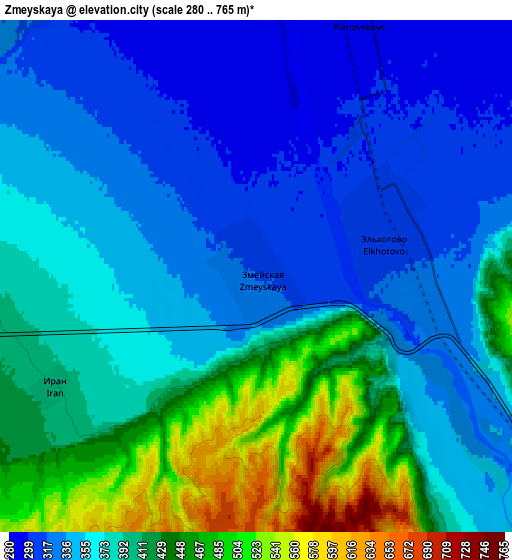 Zoom OUT 2x Zmeyskaya, Russia elevation map