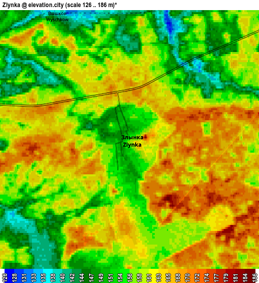 Zoom OUT 2x Zlynka, Russia elevation map