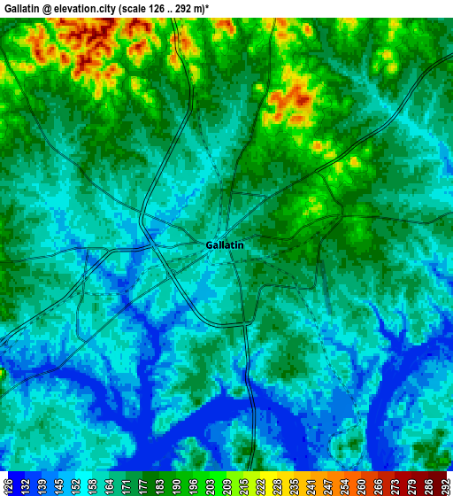 Zoom OUT 2x Gallatin, United States elevation map