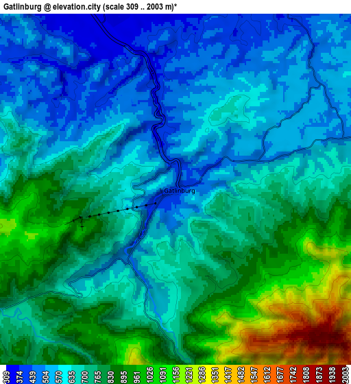 Zoom OUT 2x Gatlinburg, United States elevation map