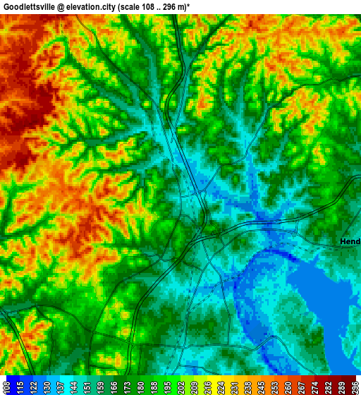 Zoom OUT 2x Goodlettsville, United States elevation map