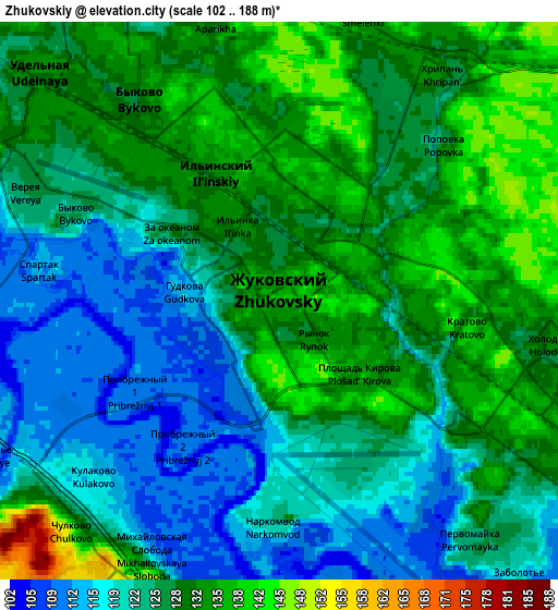 Zoom OUT 2x Zhukovskiy, Russia elevation map