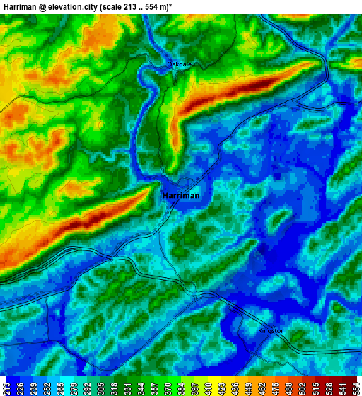 Zoom OUT 2x Harriman, United States elevation map