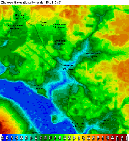 Zoom OUT 2x Zhukovo, Russia elevation map