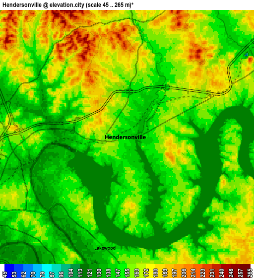 Zoom OUT 2x Hendersonville, United States elevation map