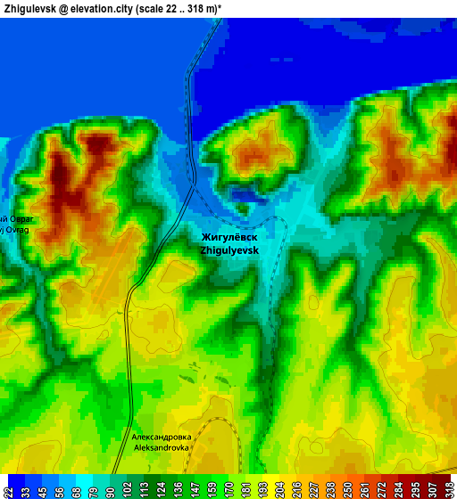 Zoom OUT 2x Zhigulevsk, Russia elevation map