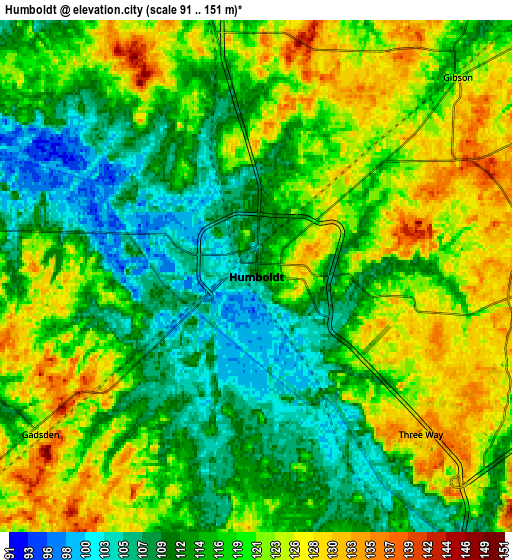 Zoom OUT 2x Humboldt, United States elevation map