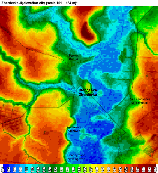 Zoom OUT 2x Zherdevka, Russia elevation map