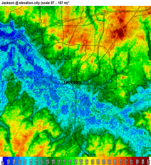 Zoom OUT 2x Jackson, United States elevation map