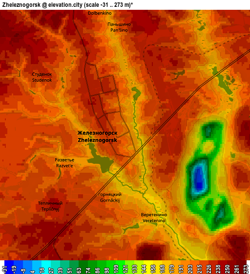 Zoom OUT 2x Zheleznogorsk, Russia elevation map