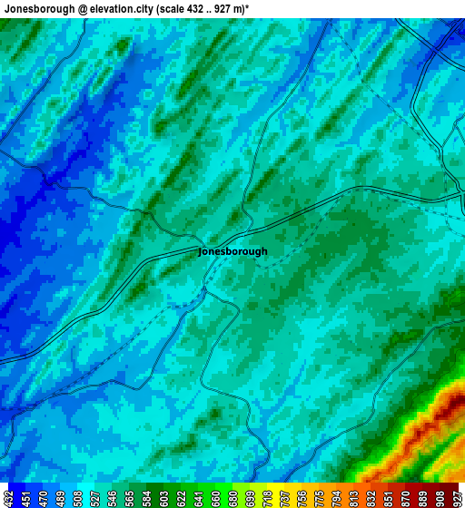 Zoom OUT 2x Jonesborough, United States elevation map