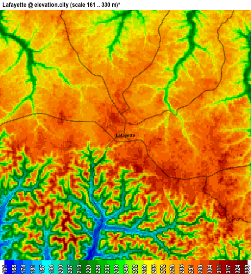 Zoom OUT 2x Lafayette, United States elevation map