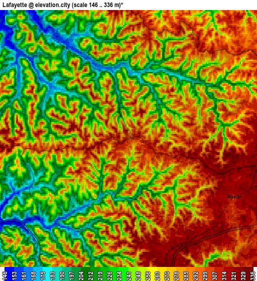 Zoom OUT 2x Lafayette, United States elevation map