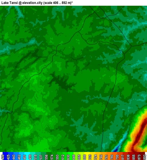 Zoom OUT 2x Lake Tansi, United States elevation map