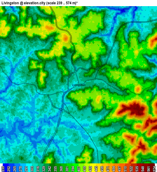 Zoom OUT 2x Livingston, United States elevation map