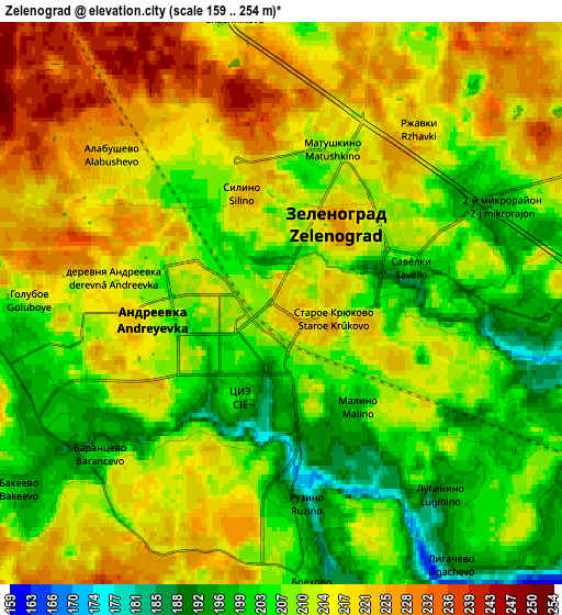 Zoom OUT 2x Zelenograd, Russia elevation map