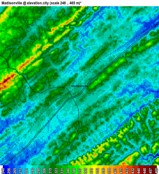 Zoom OUT 2x Madisonville, United States elevation map