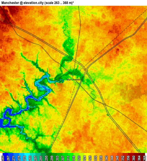 Zoom OUT 2x Manchester, United States elevation map