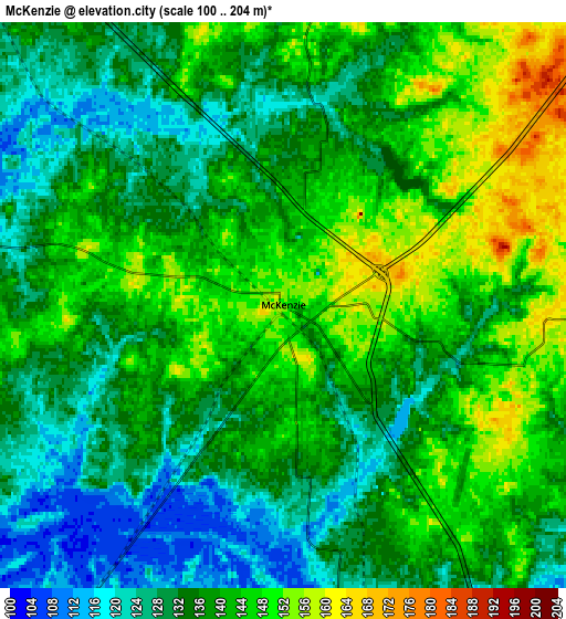 Zoom OUT 2x McKenzie, United States elevation map