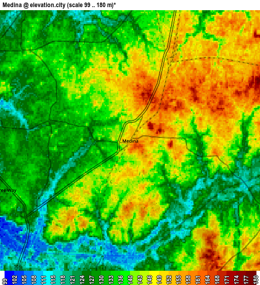 Zoom OUT 2x Medina, United States elevation map