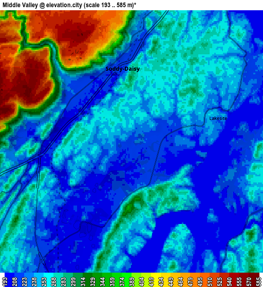 Zoom OUT 2x Middle Valley, United States elevation map