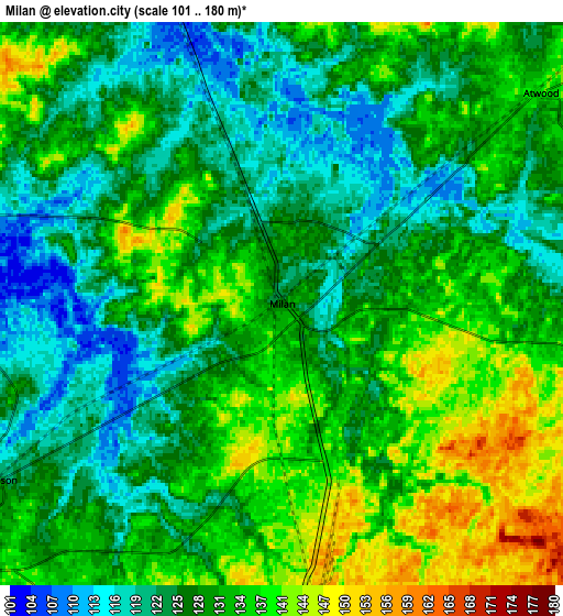 Zoom OUT 2x Milan, United States elevation map