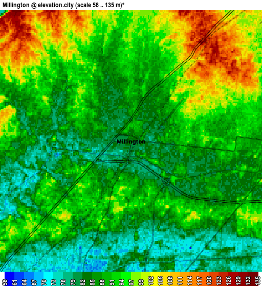 Zoom OUT 2x Millington, United States elevation map