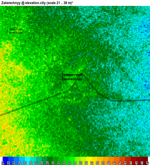 Zoom OUT 2x Zaterechnyy, Russia elevation map