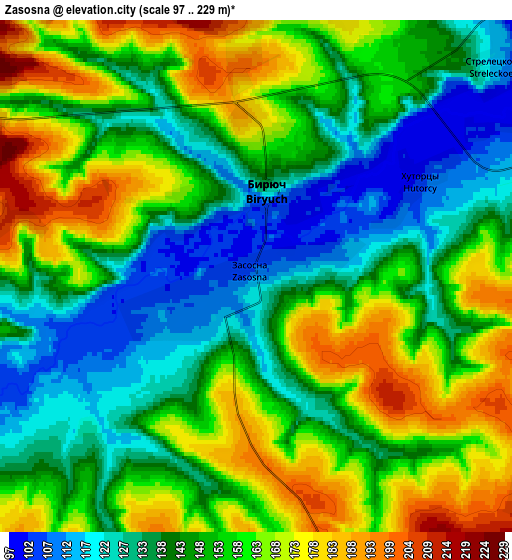 Zoom OUT 2x Zasosna, Russia elevation map