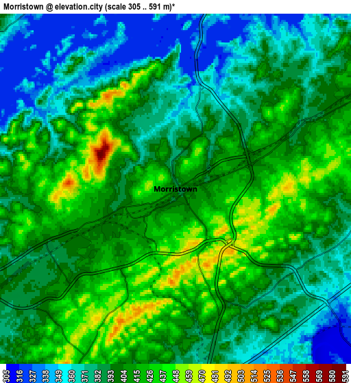 Zoom OUT 2x Morristown, United States elevation map