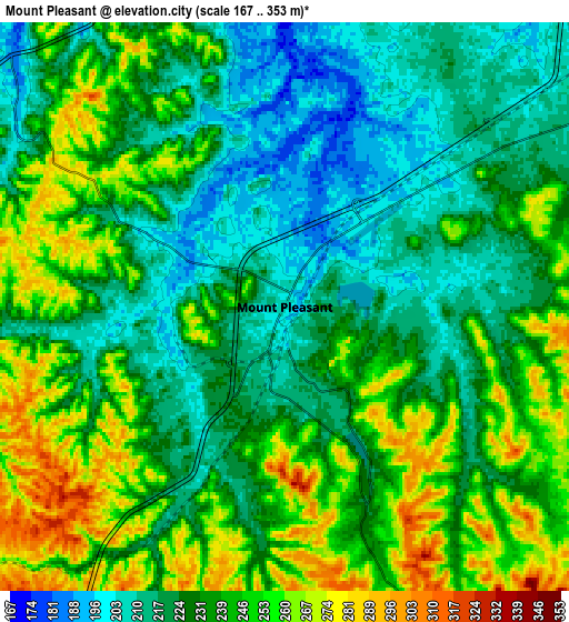 Zoom OUT 2x Mount Pleasant, United States elevation map