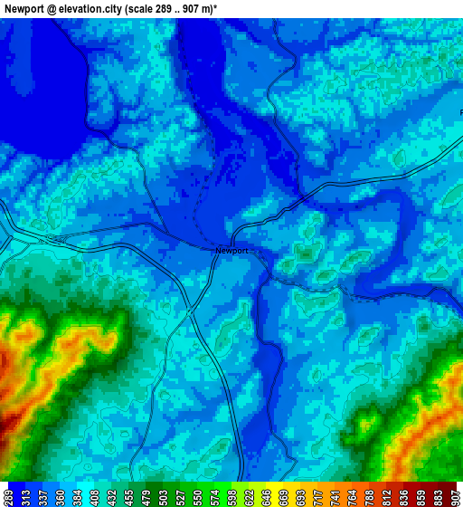 Zoom OUT 2x Newport, United States elevation map