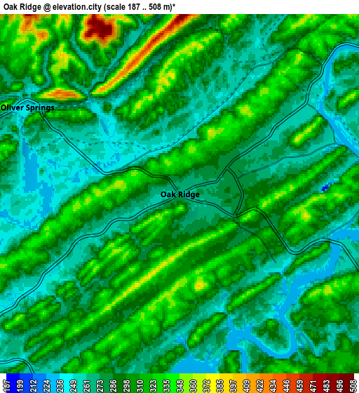 Zoom OUT 2x Oak Ridge, United States elevation map