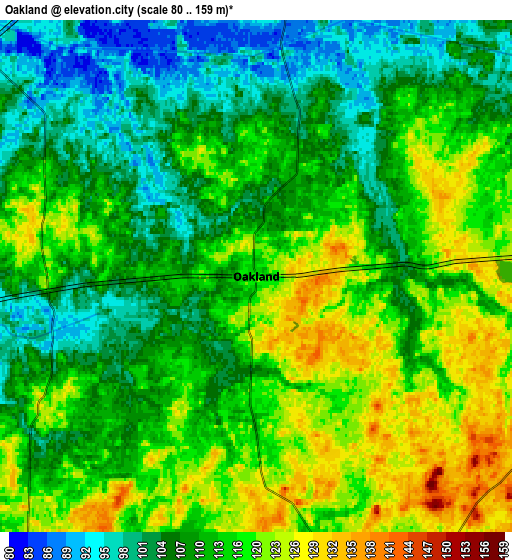 Zoom OUT 2x Oakland, United States elevation map