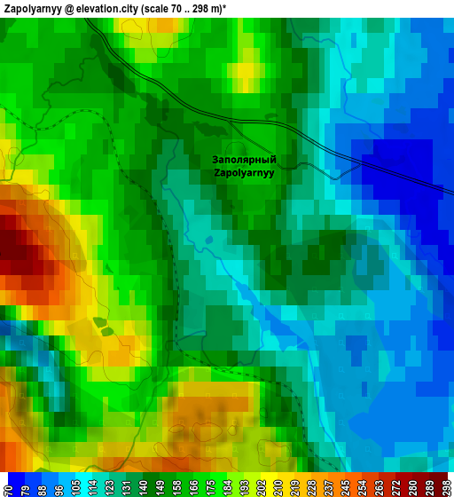 Zoom OUT 2x Zapolyarnyy, Russia elevation map