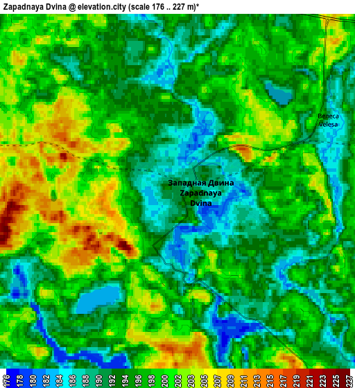 Zoom OUT 2x Zapadnaya Dvina, Russia elevation map