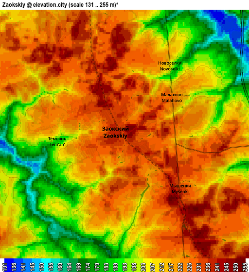 Zoom OUT 2x Zaokskiy, Russia elevation map