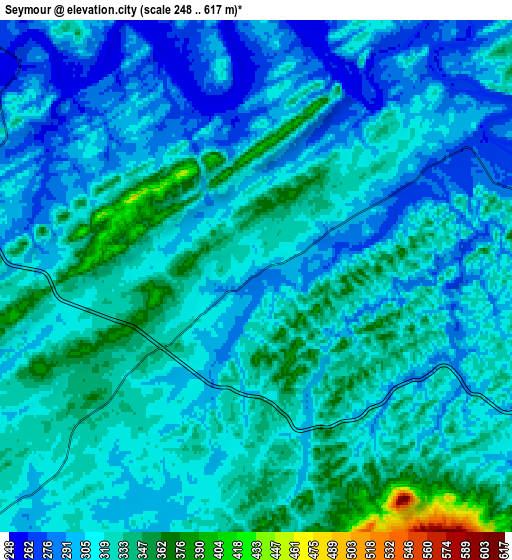 Zoom OUT 2x Seymour, United States elevation map
