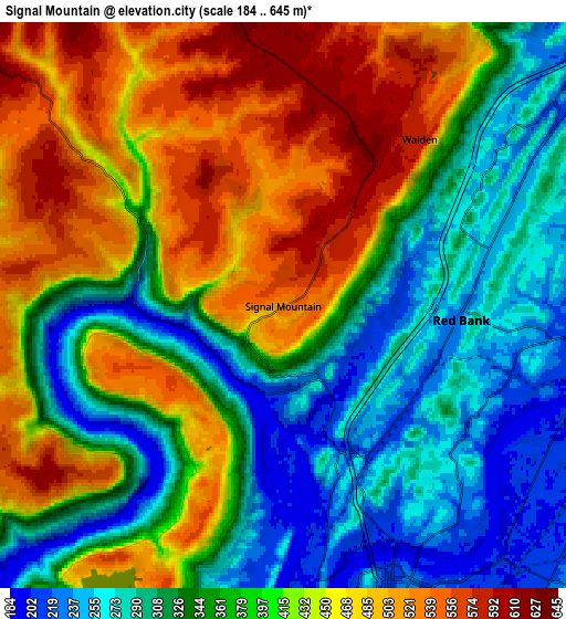 Zoom OUT 2x Signal Mountain, United States elevation map