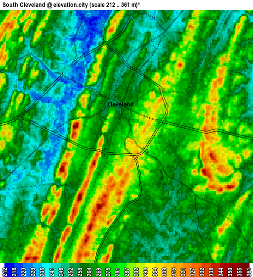 Zoom OUT 2x South Cleveland, United States elevation map