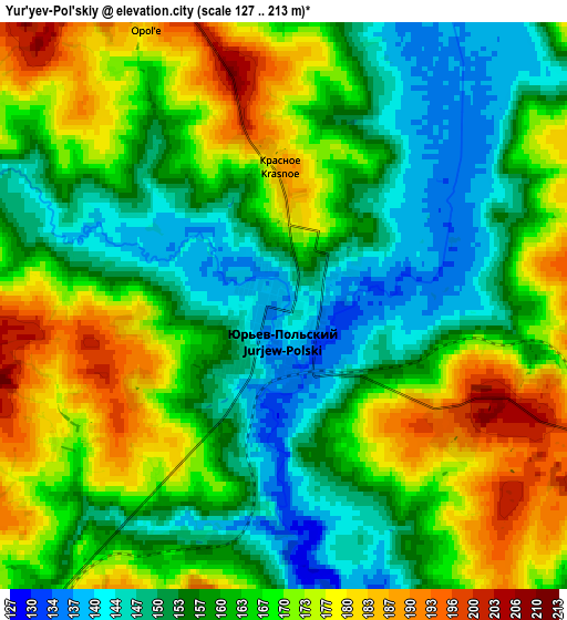 Zoom OUT 2x Yur’yev-Pol’skiy, Russia elevation map