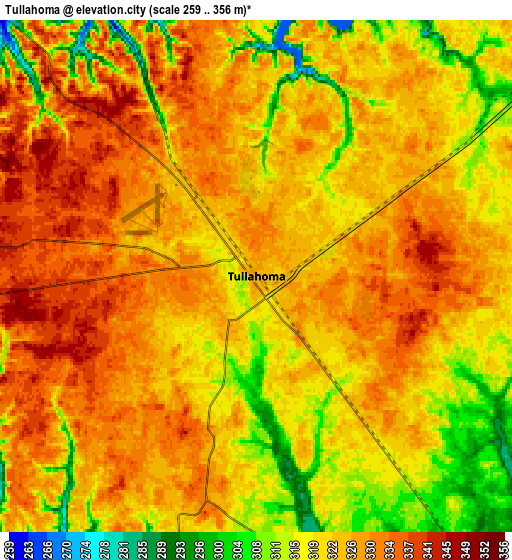 Zoom OUT 2x Tullahoma, United States elevation map